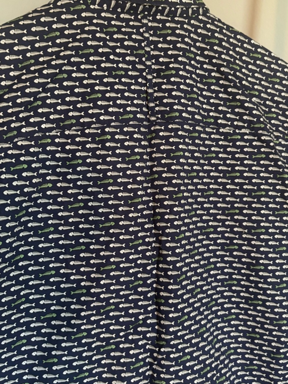 Johnston & Murphy Navy Short-Sleeve Button-Down, Fish Bone Print - Picture 11 of 16